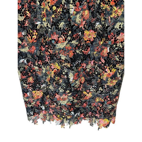 Paper Dolls London Black Green Orange Crochet Lace Pencil Midi Dress Size 12 - Picture 4 of 13